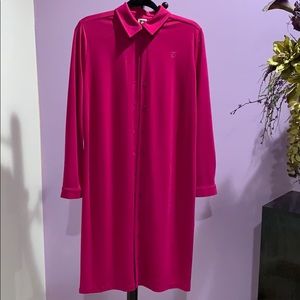 Ann Klein pink button down dress Sz L